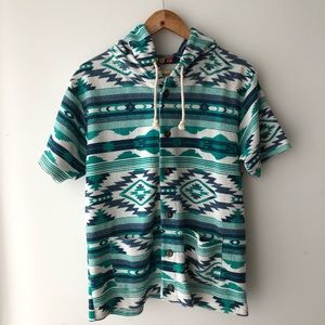 Quash Vintage Tribal Print Button Up Shirt Jacket
